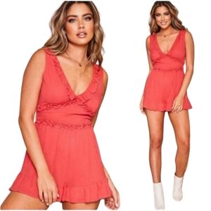 🍉 Red Women's Spring Romper Outfit